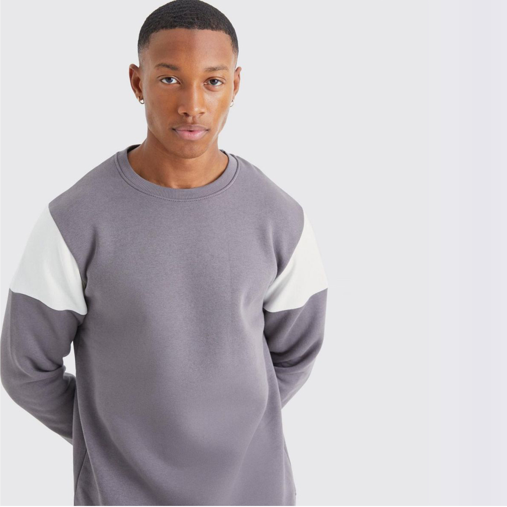 Slim Color Block Sweatshirt – Charcoal